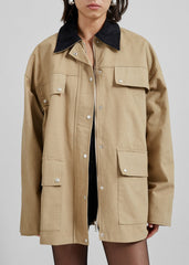 Stevan Contrast Collar Cargo Jacket - Beige