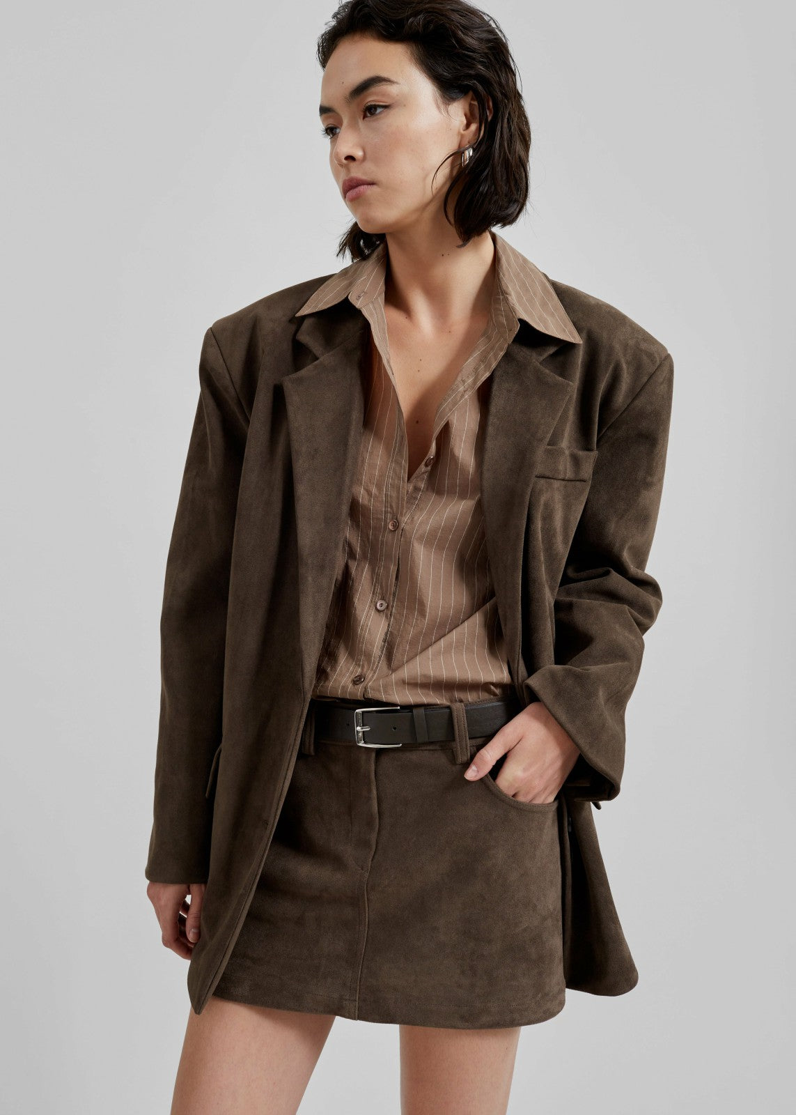 Peoria Faux Suede Mini Skirt - Brown