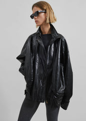 Savannah Faux Leather Jacket - Black