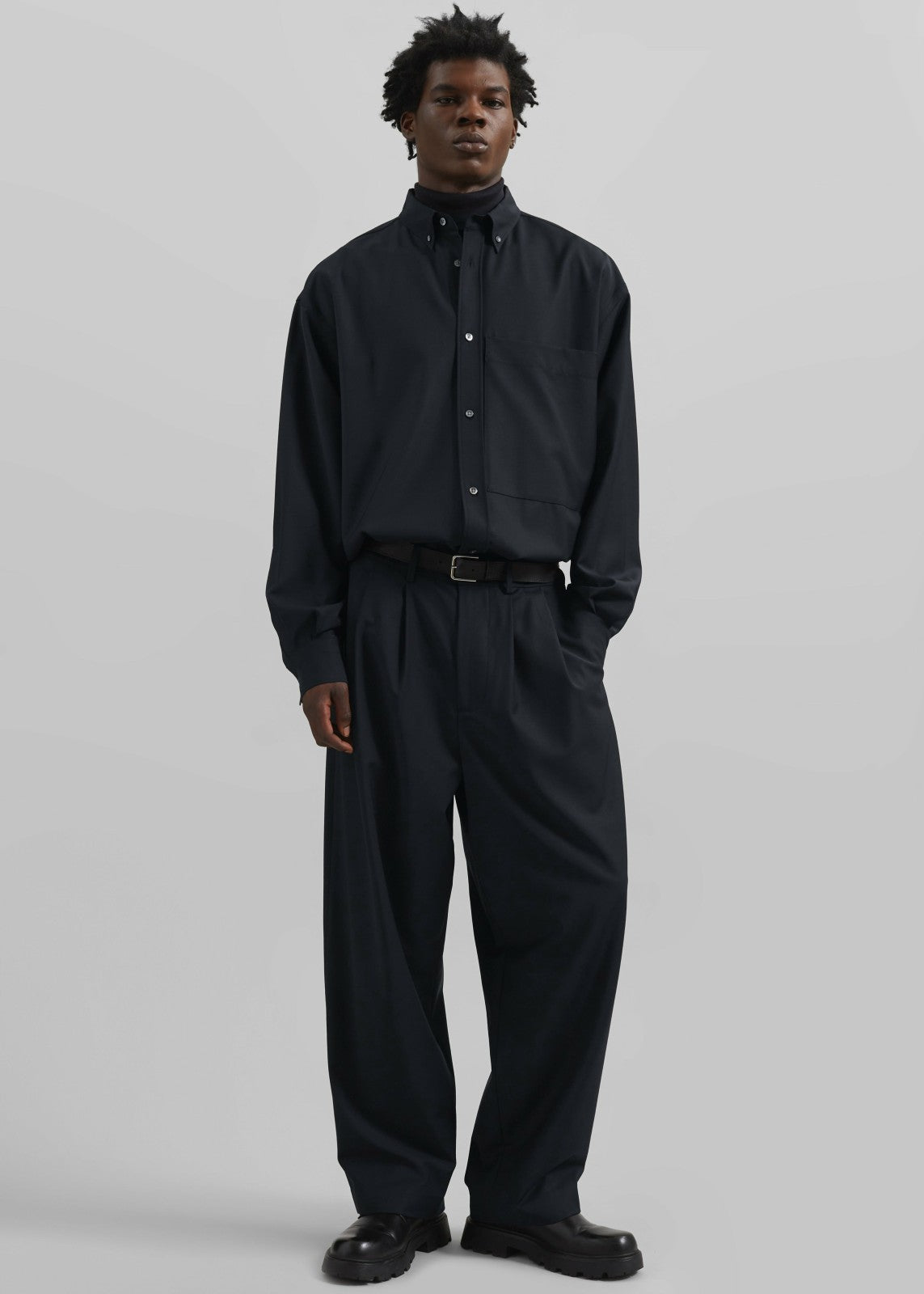Dalton Wool Blend Trousers - Dark Navy