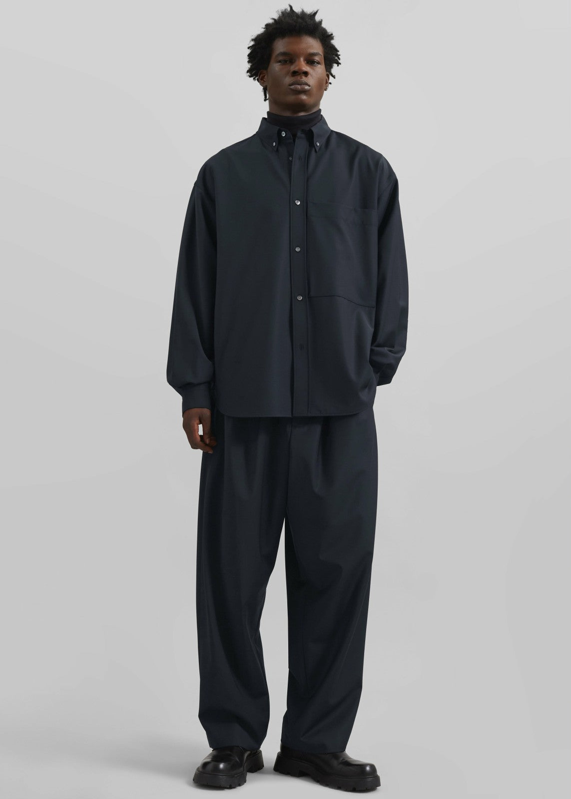 Dalton Wool Blend Trousers - Dark Navy