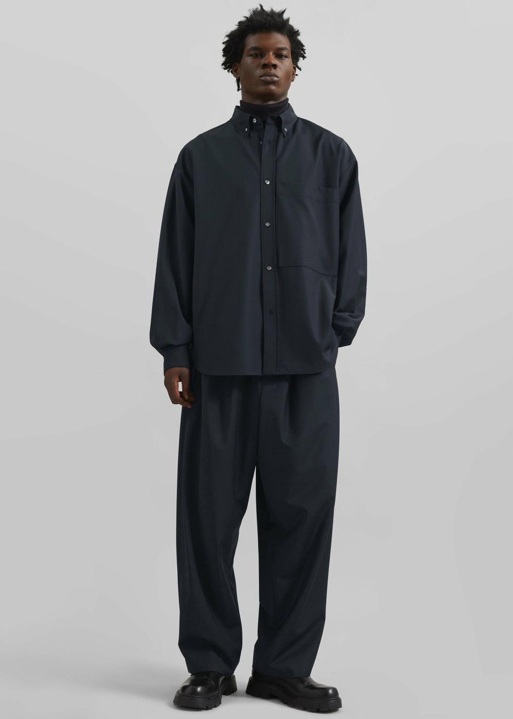 Dalton Wool Blend Trousers - Dark Navy