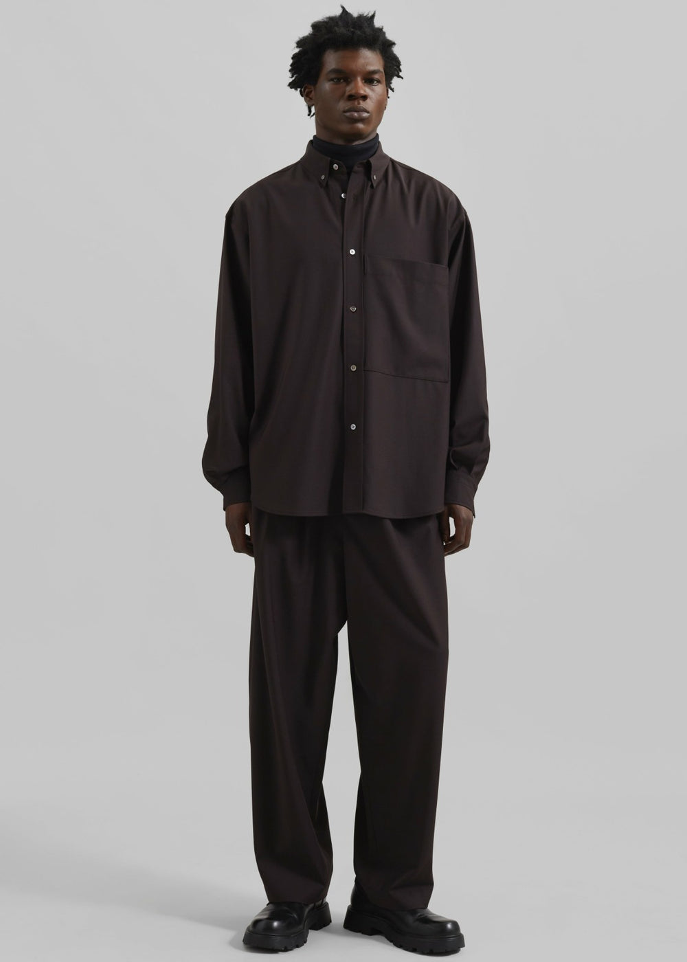 Dalton Wool Blend Shirt - Brown