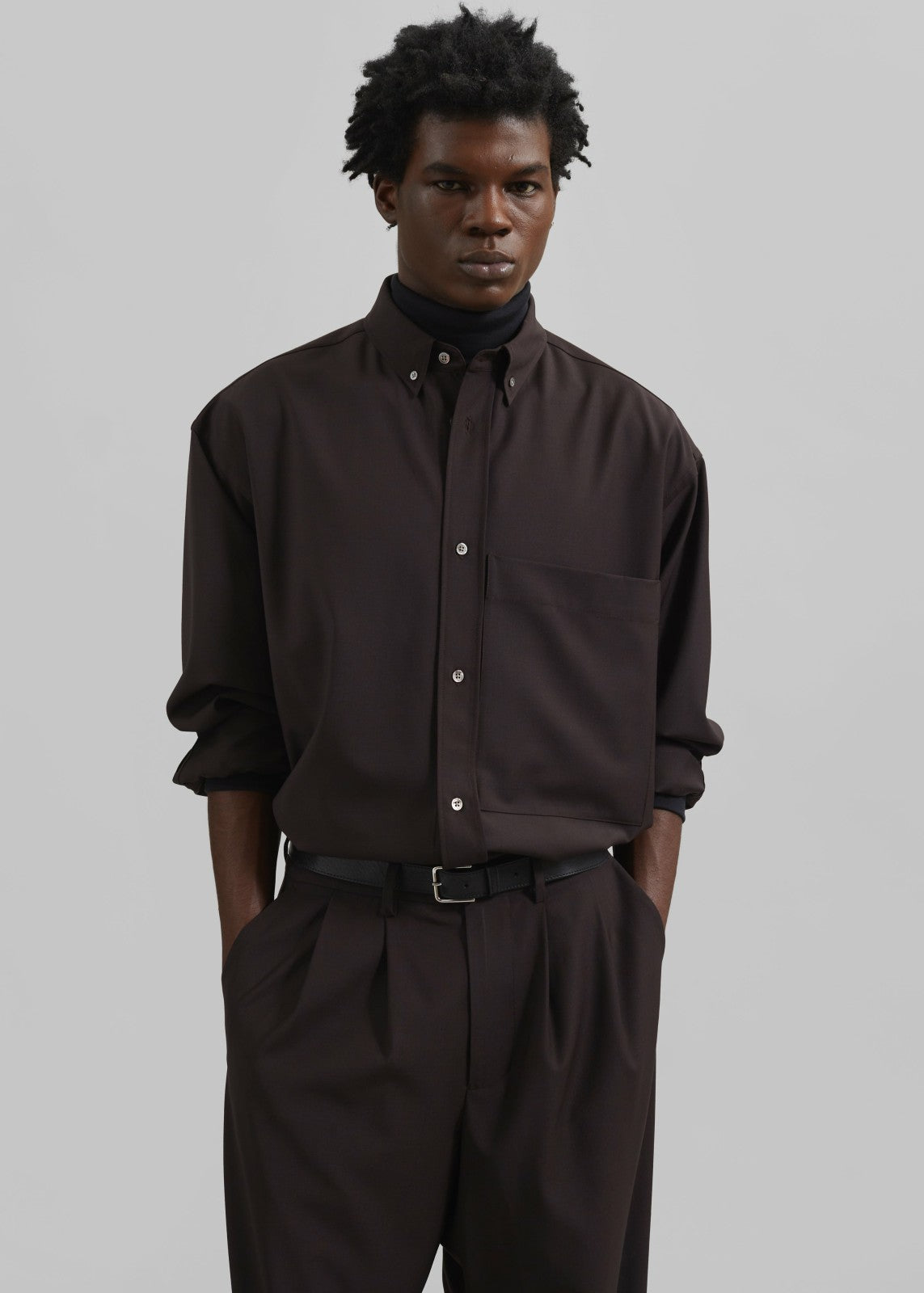 Dalton Wool Blend Shirt - Brown