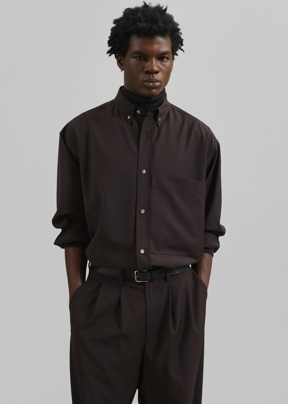 Dalton Wool Blend Shirt - Brown