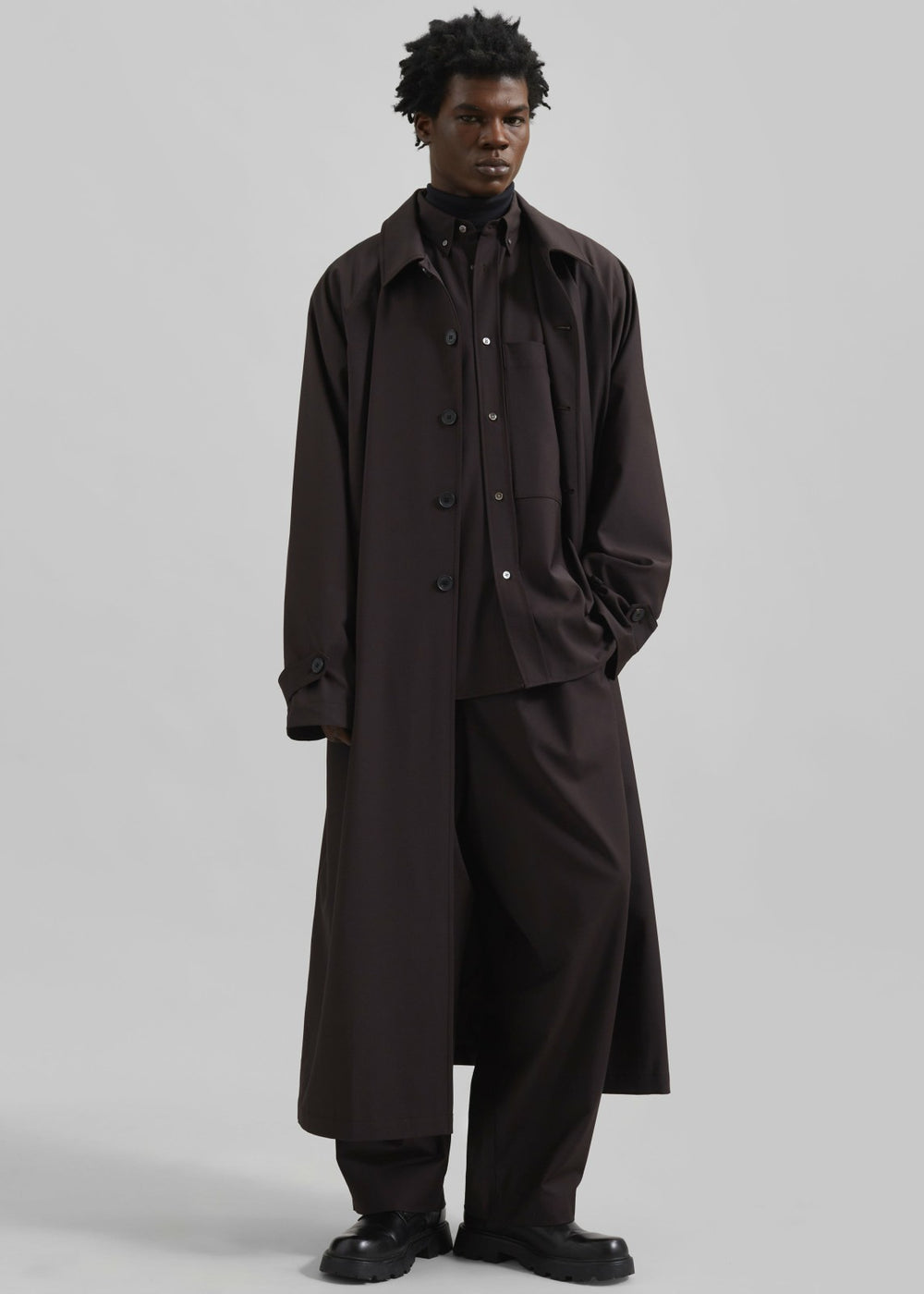 Dalton Wool Blend Shirt - Brown