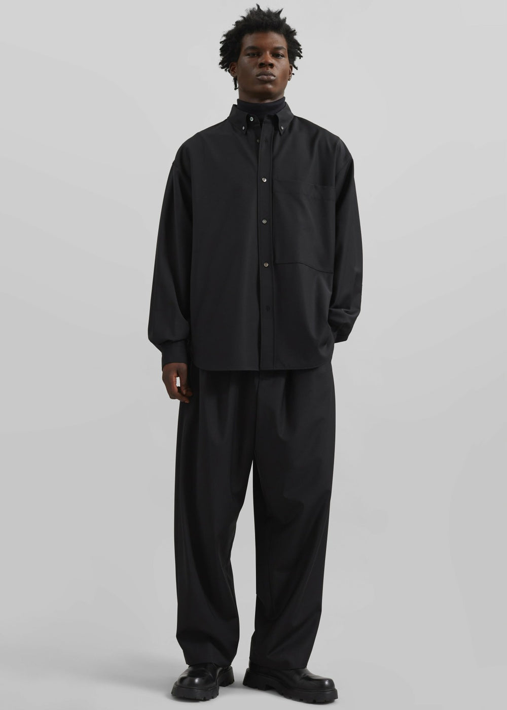 Dalton Wool Blend Shirt - Black