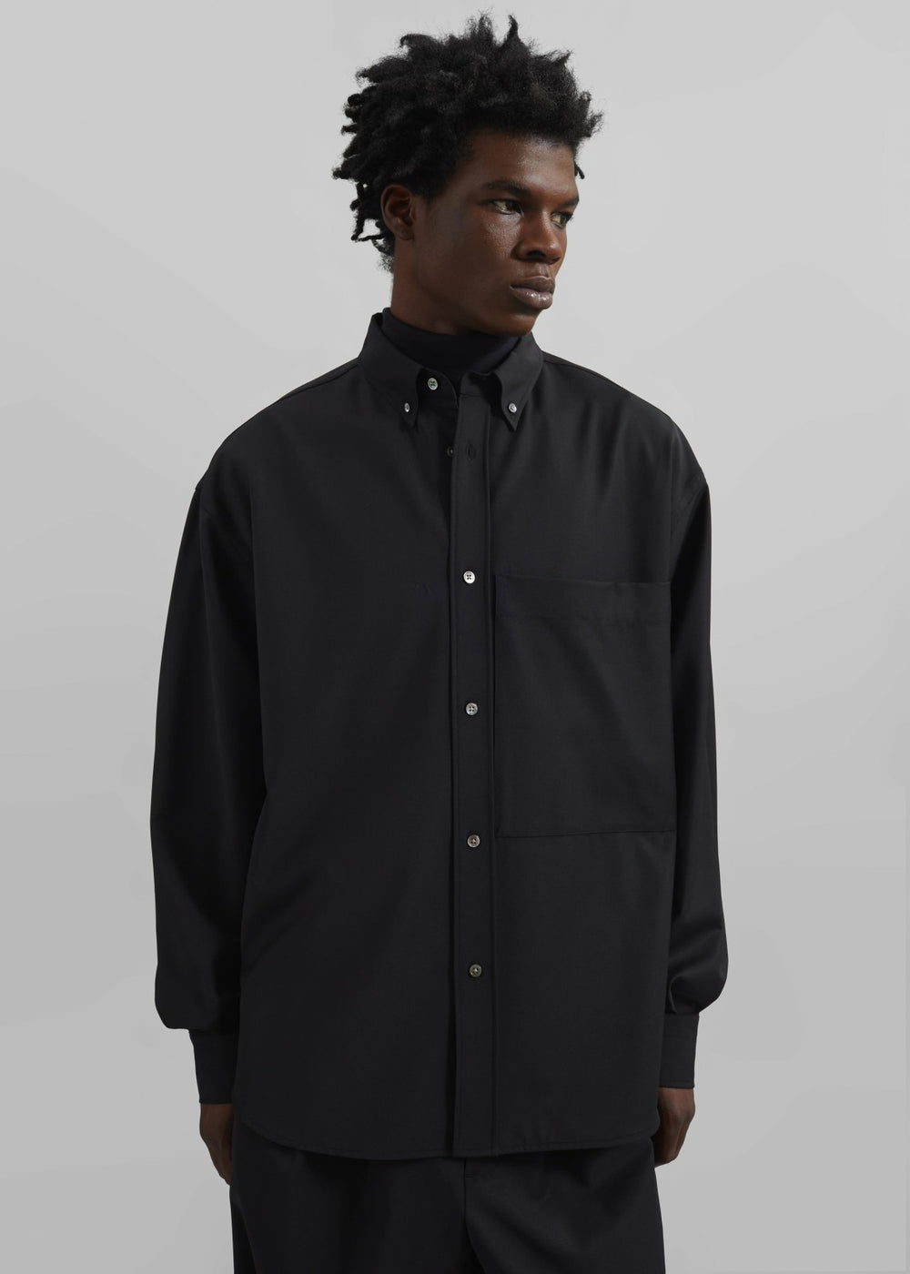 Dalton Wool Blend Shirt - Black