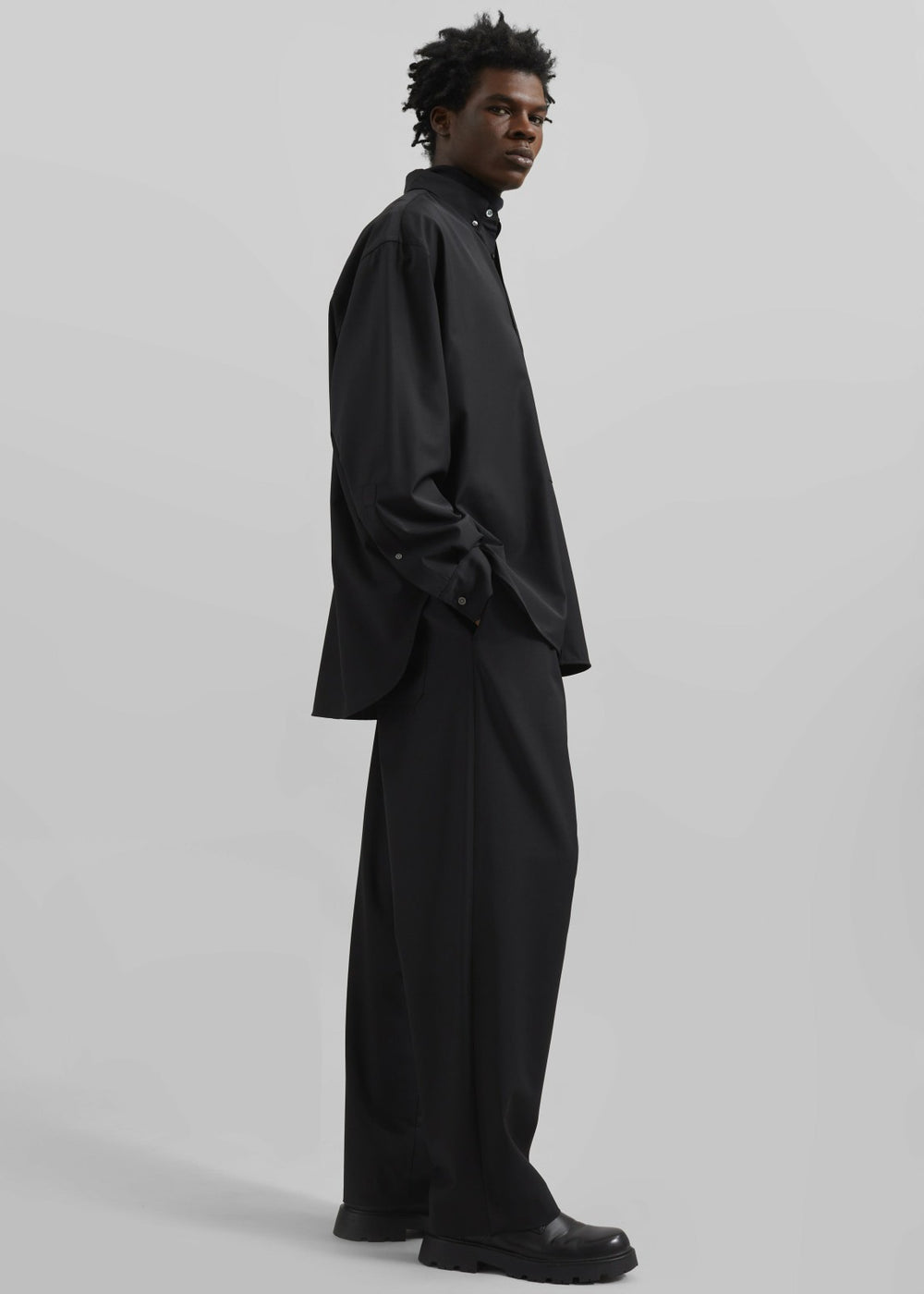 Dalton Wool Blend Shirt - Black