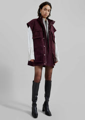 Turin Suede Cargo Jacket - Burgundy