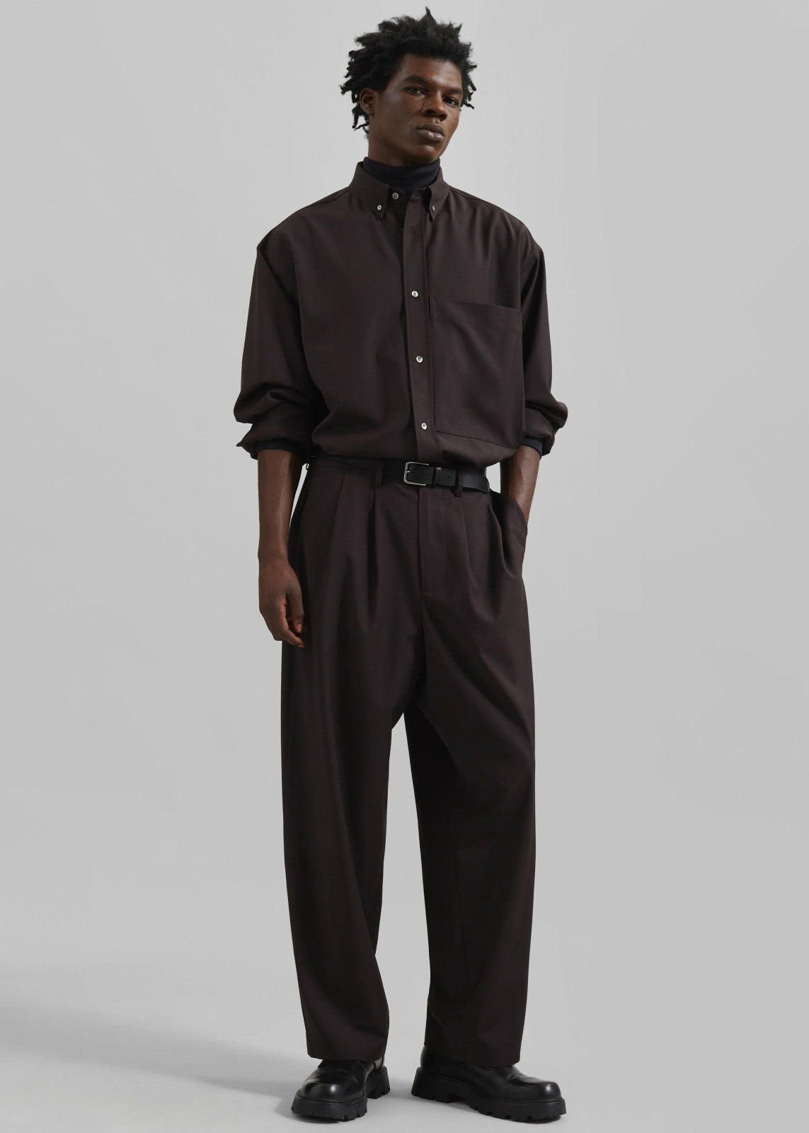 Dalton Wool Blend Trousers - Brown