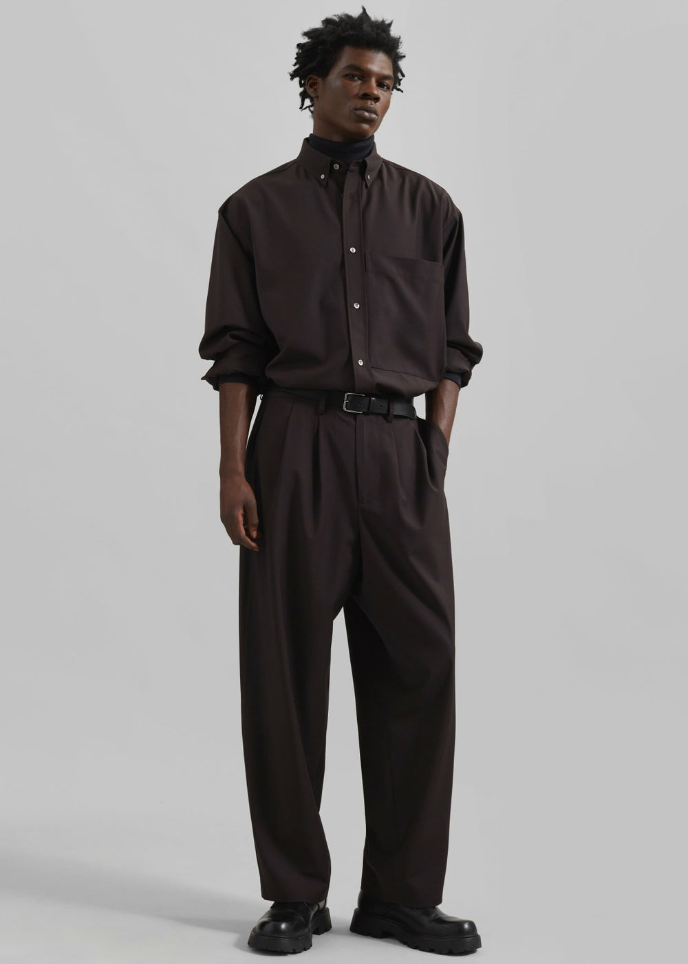Dalton Wool Blend Trousers - Brown