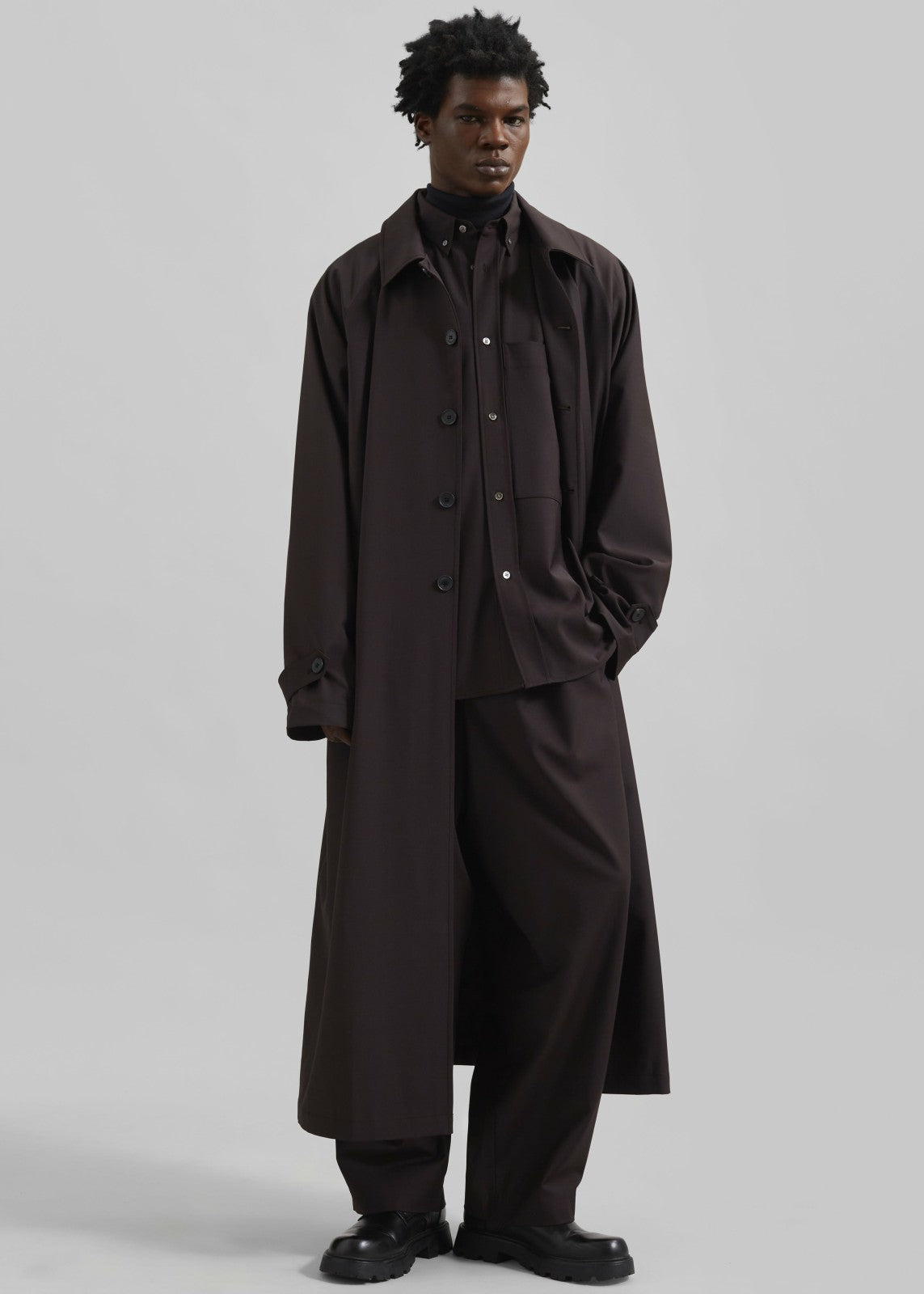 Dalton Wool Blend Trousers - Brown