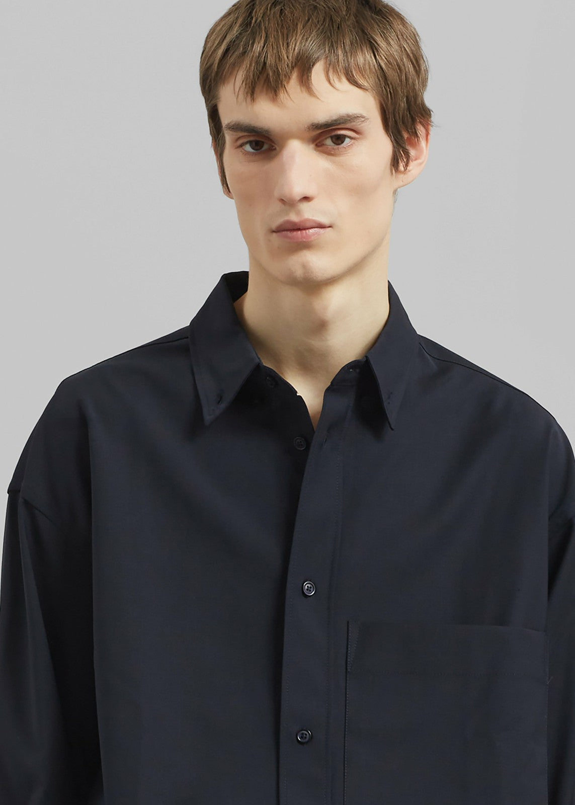 Dalton Wool Blend Shirt - Dark Navy