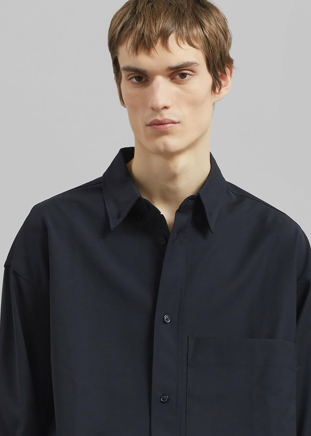 Dalton Wool Blend Shirt - Dark Navy