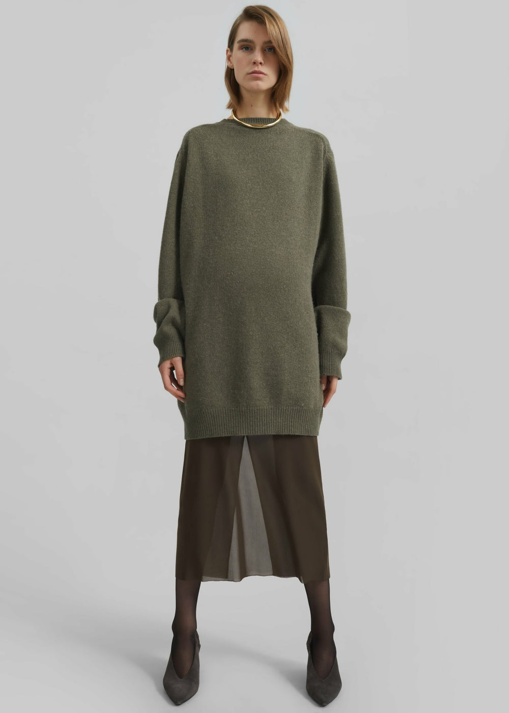Maxine Knit Sweater Dress - Khaki