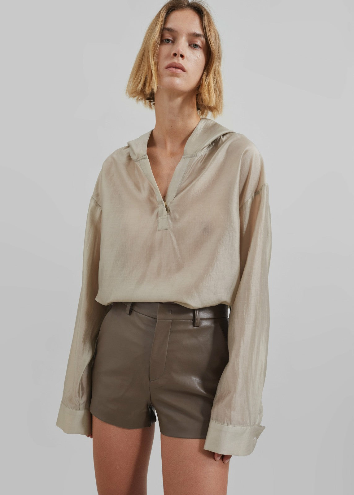 Riga Faux Leather Hot Pants - Brown