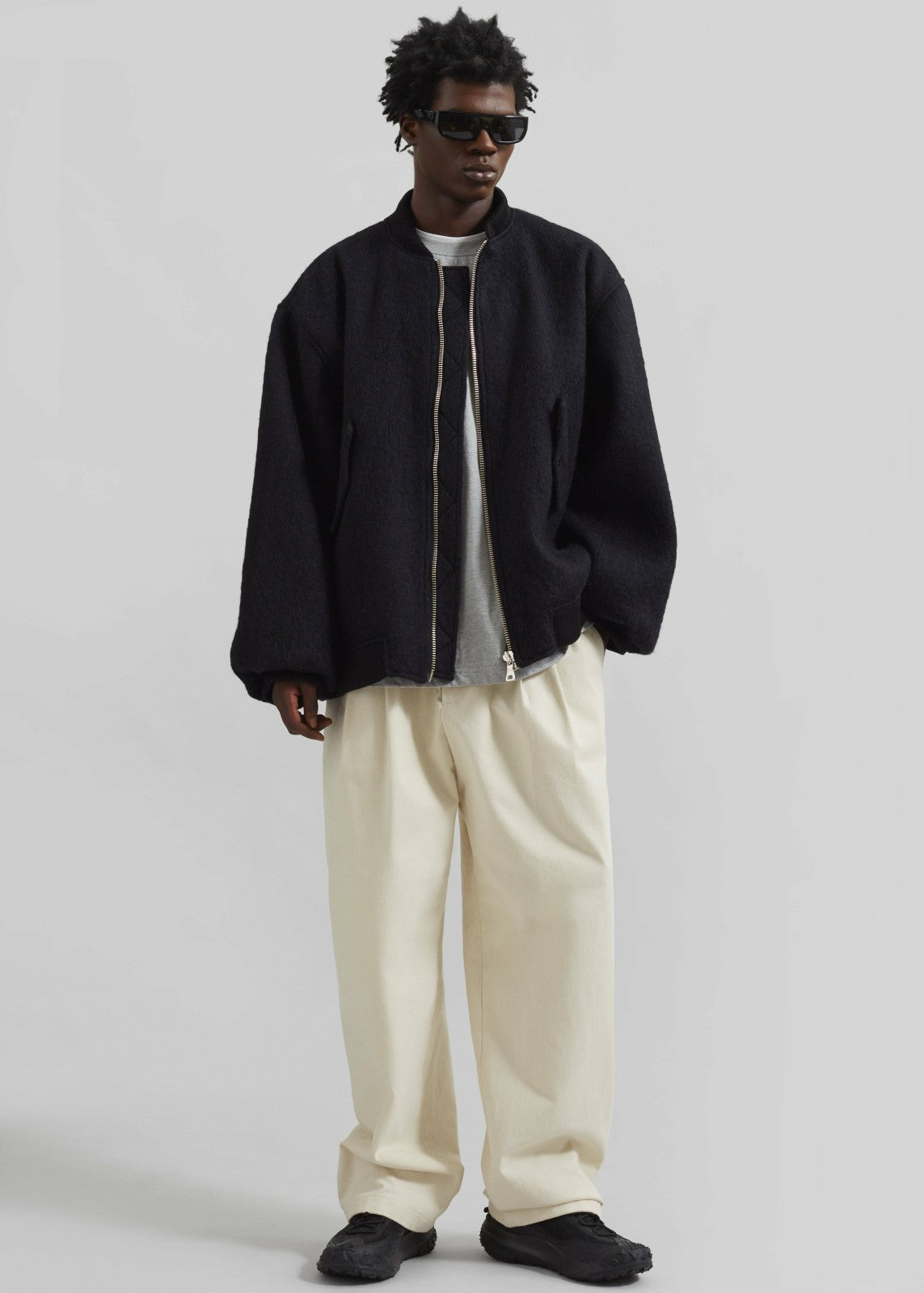 Astra Wool Bomber Jacket - Black