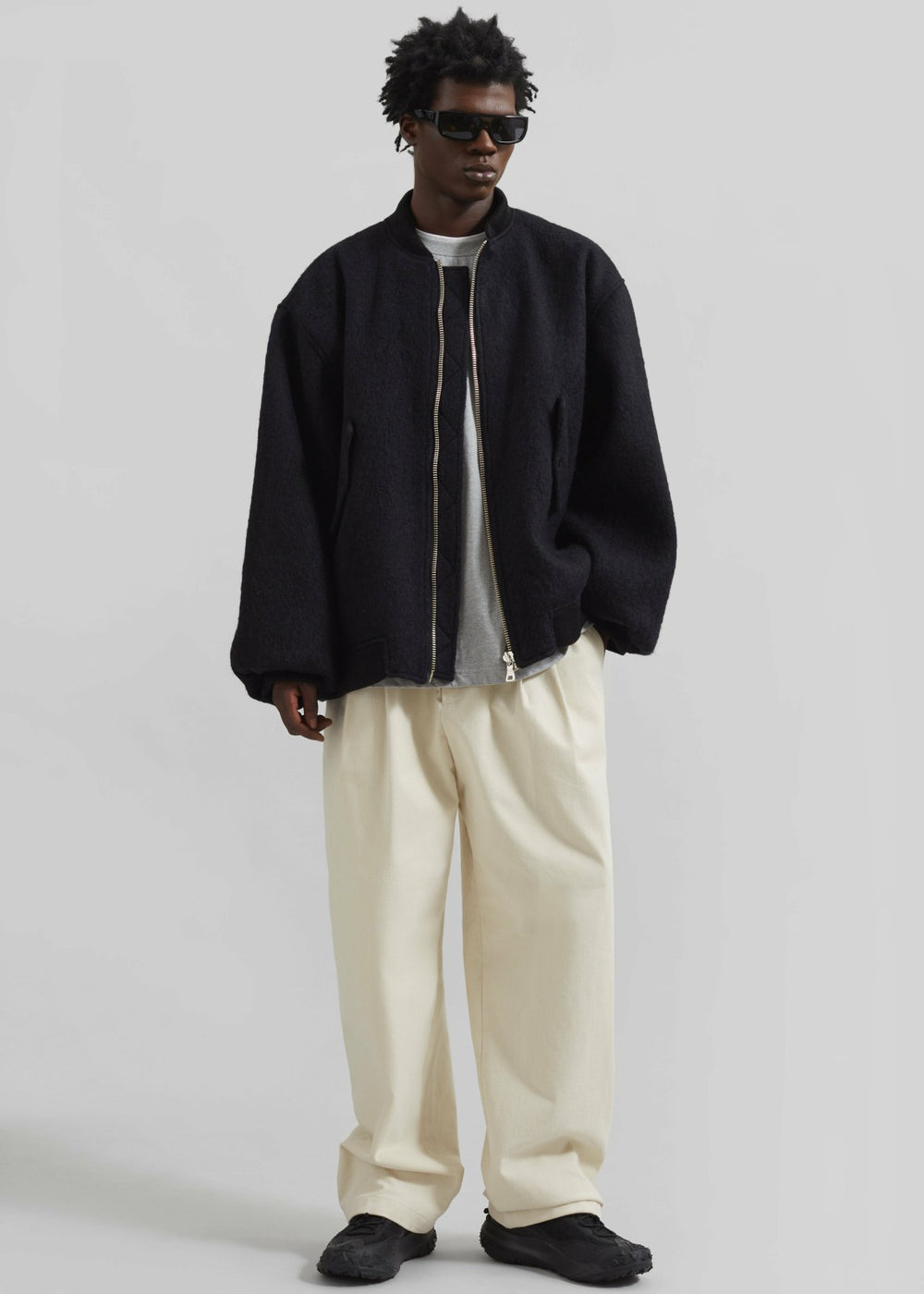 Astra Wool Bomber Jacket - Black