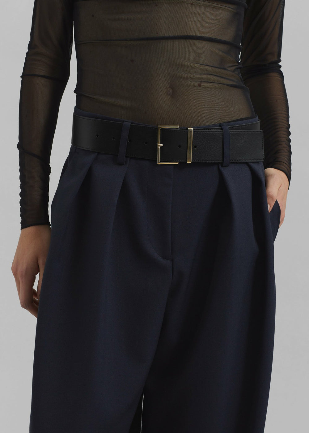 Evro Leather Belt - Black/Gold