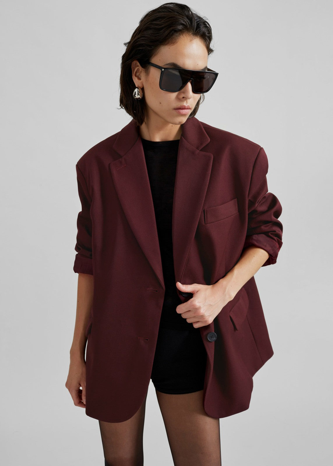 Frankie Oversized Boyfriend Blazer - Burgundy