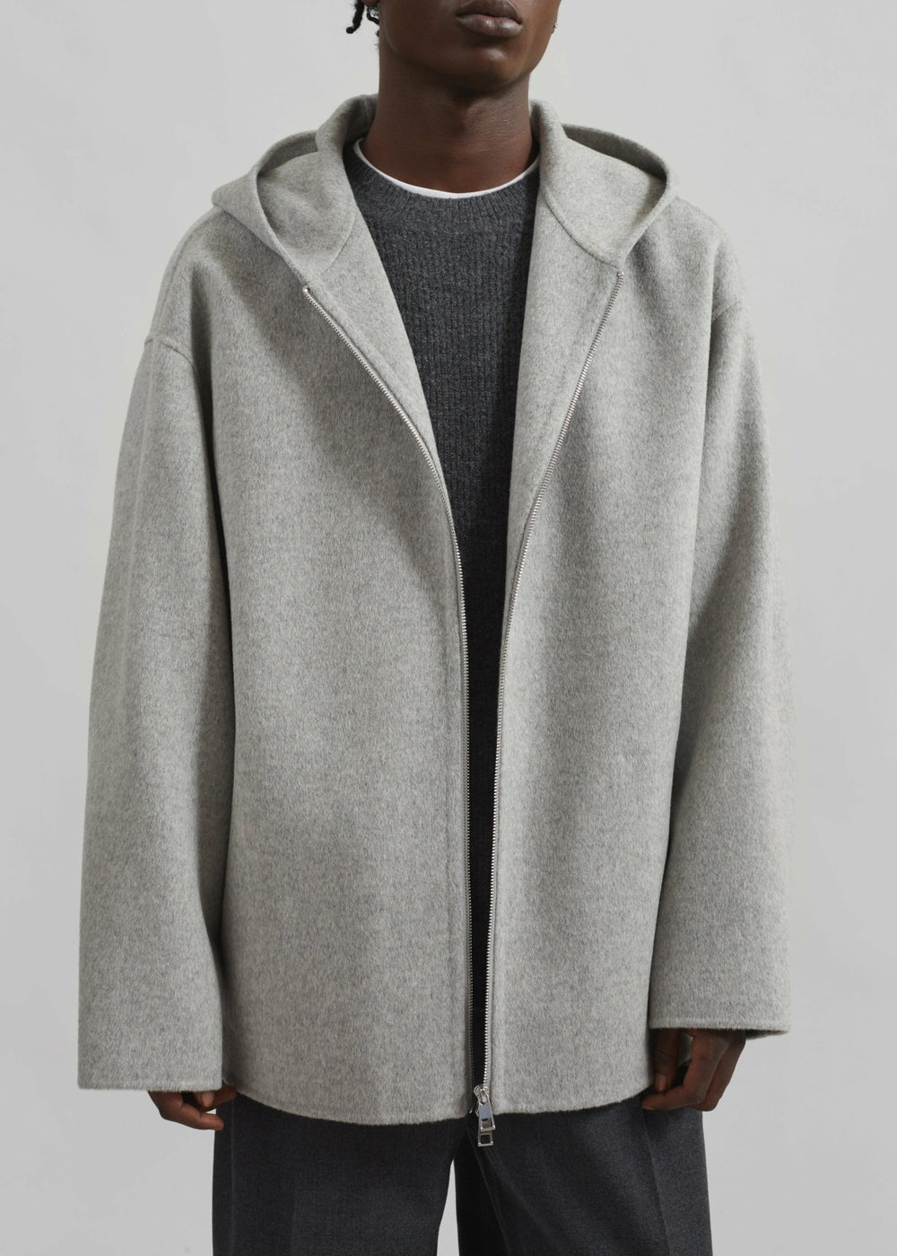 Rye Hooded Wool Jacket - Grey Melange
