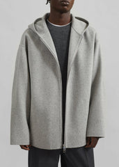 Rye Hooded Wool Jacket - Grey Melange