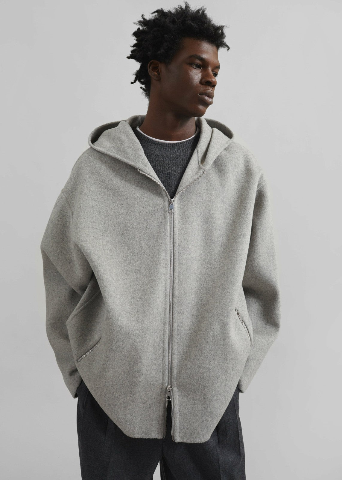 Rye Hooded Wool Jacket - Grey Melange