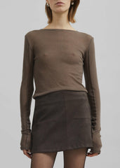 Mesa Sheer Long Sleeve Tee - Brown