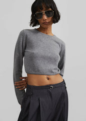 Veer Zip Cropped Sweater - Grey