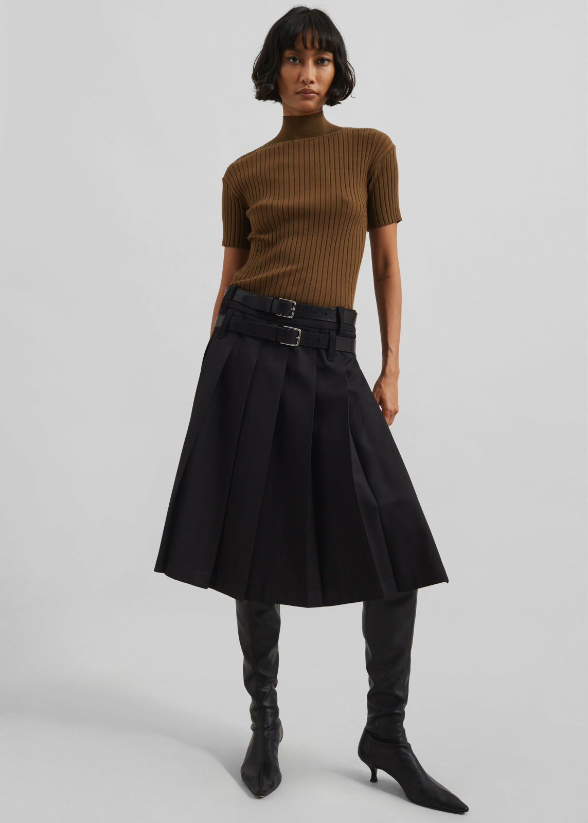 Jennis Turtleneck Top - Olive Brown