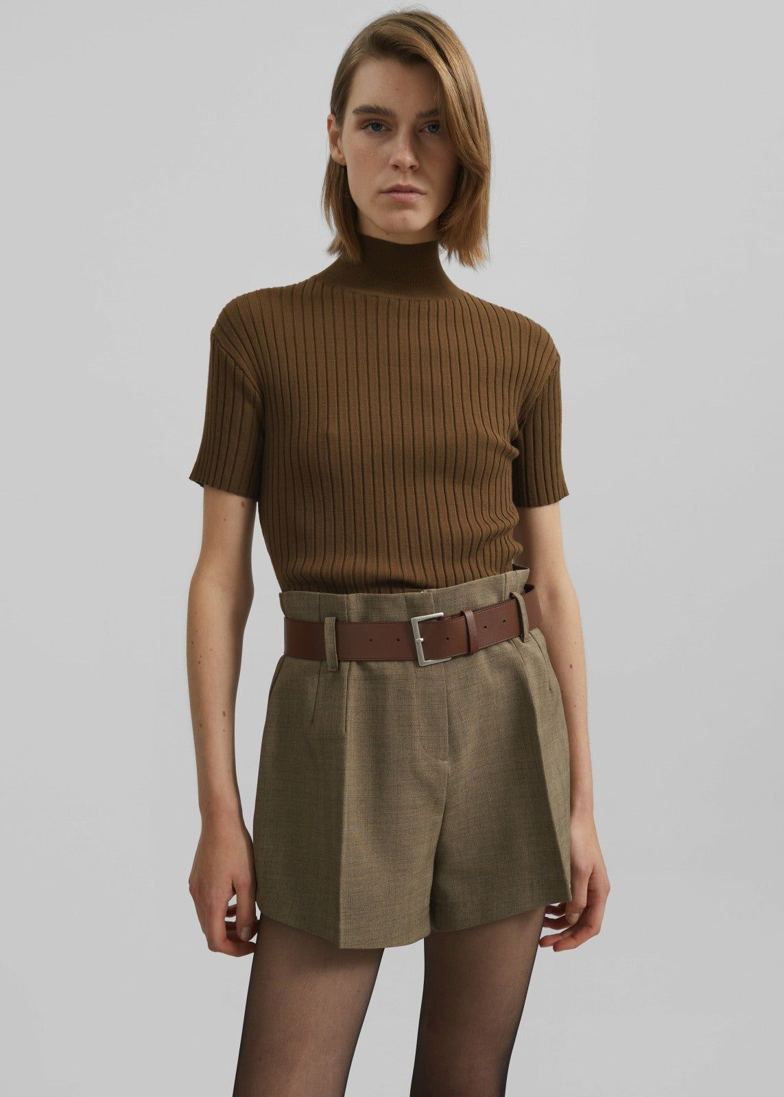 Jennis Turtleneck Top - Olive Brown