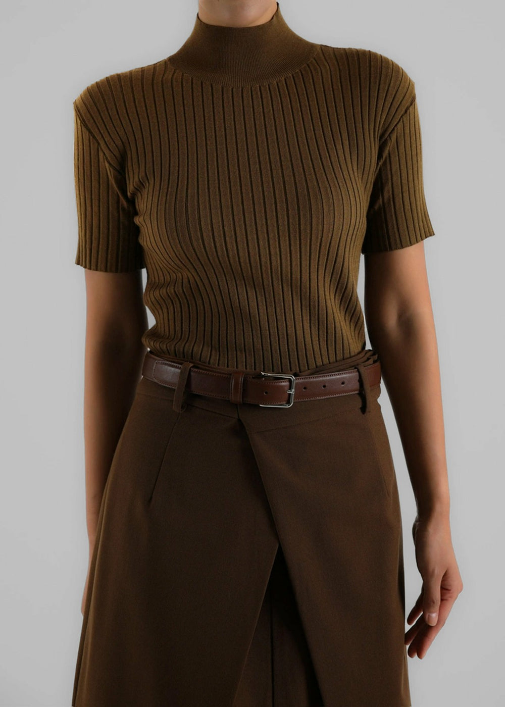 Jennis Turtleneck Top - Olive Brown