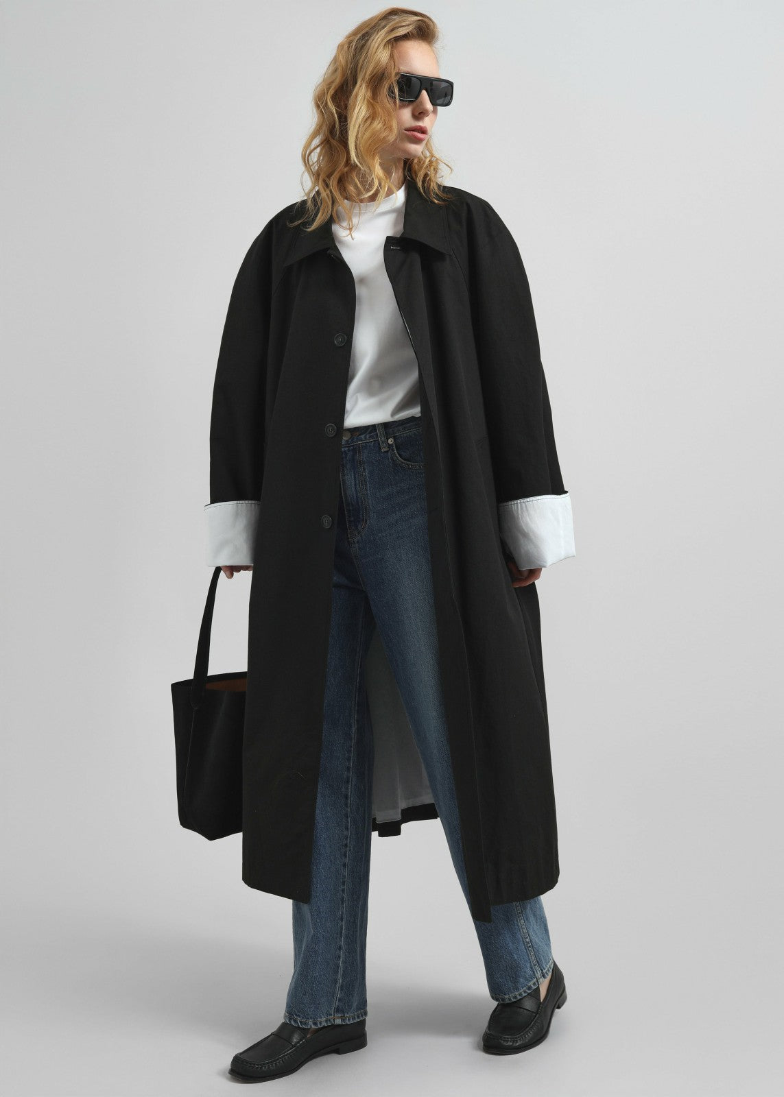 Arlise Oversized Trench Coat - Black