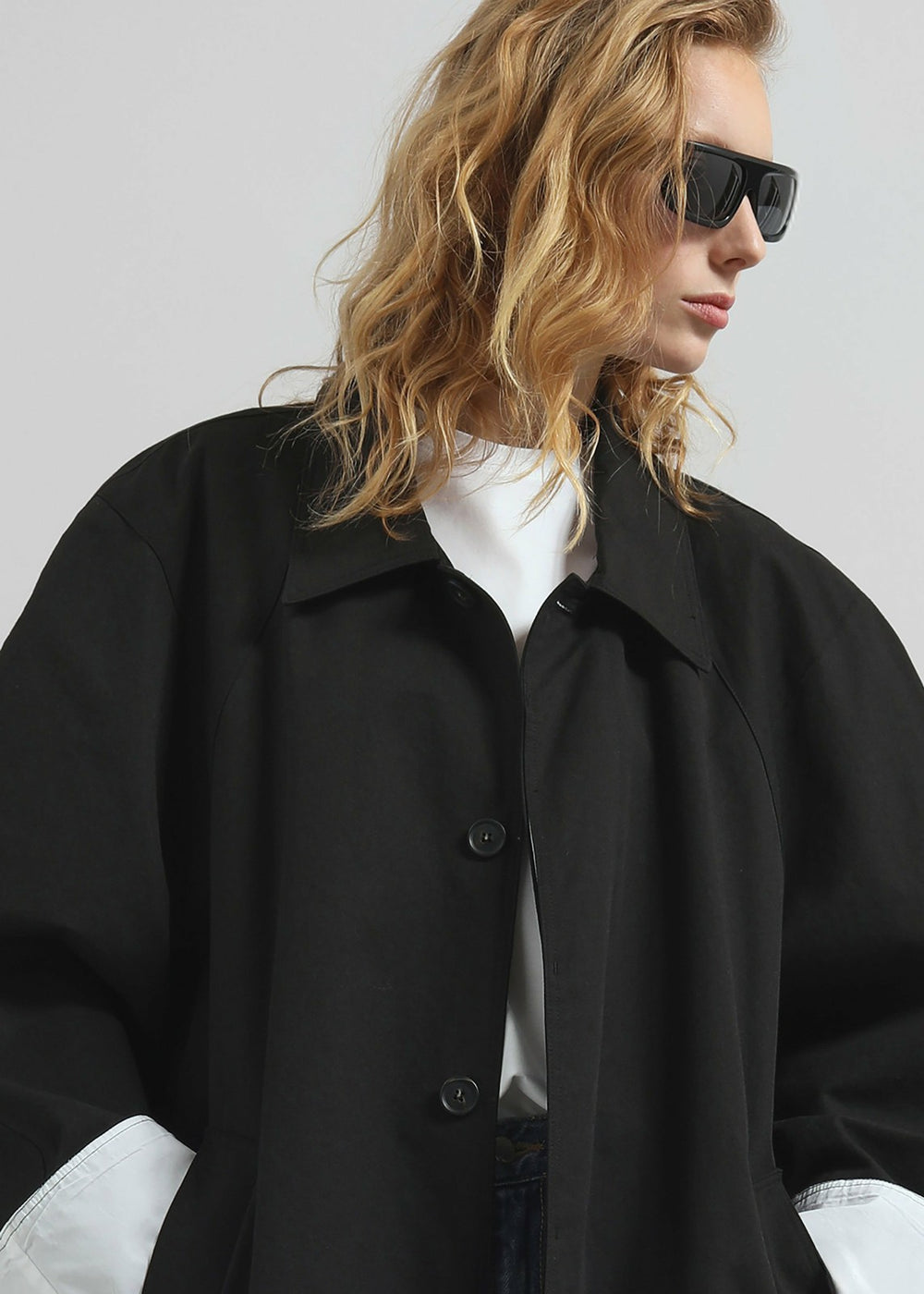 Arlise Oversized Trench Coat - Black
