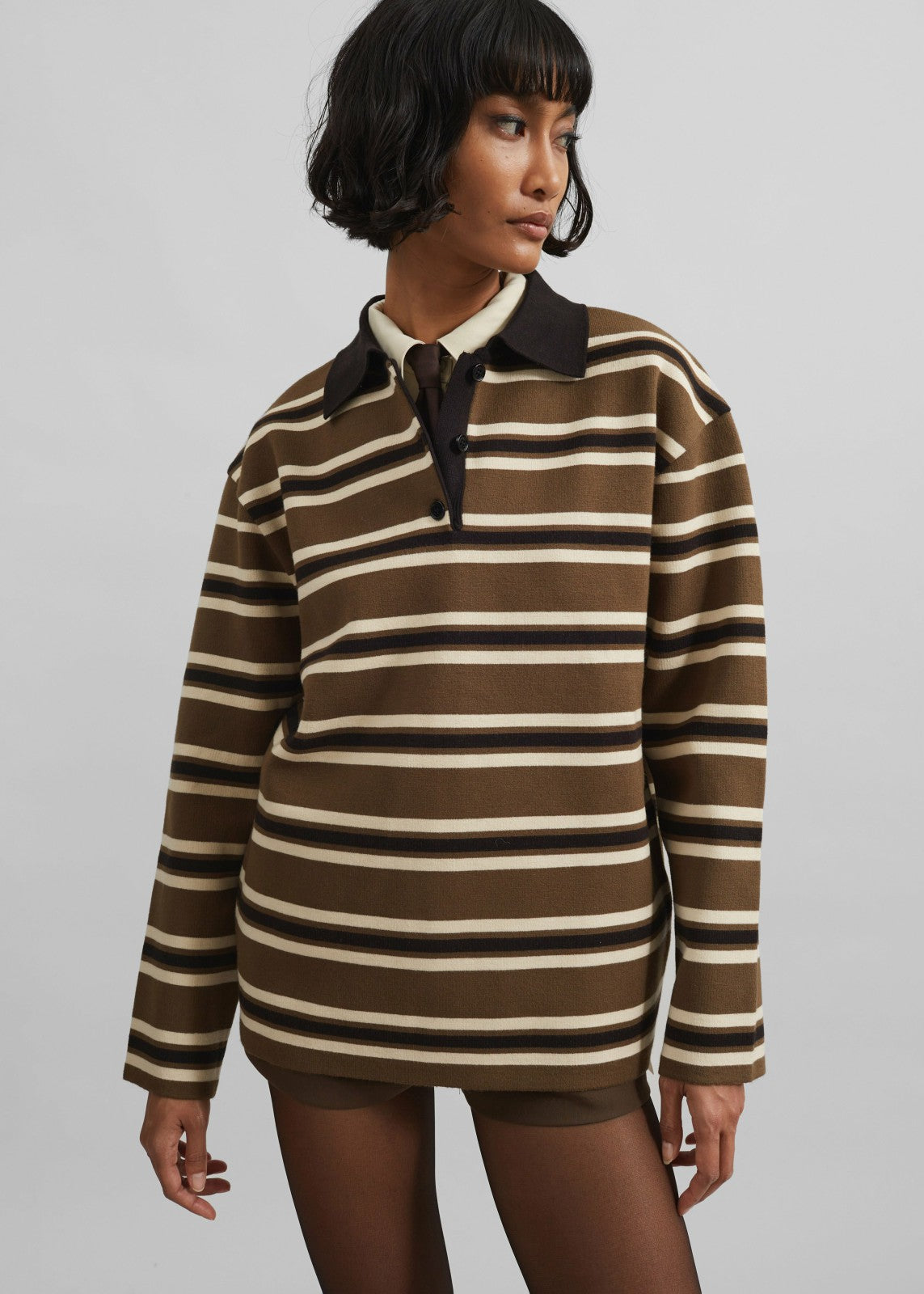 Royan Striped Polo - Khaki Multi Stripe