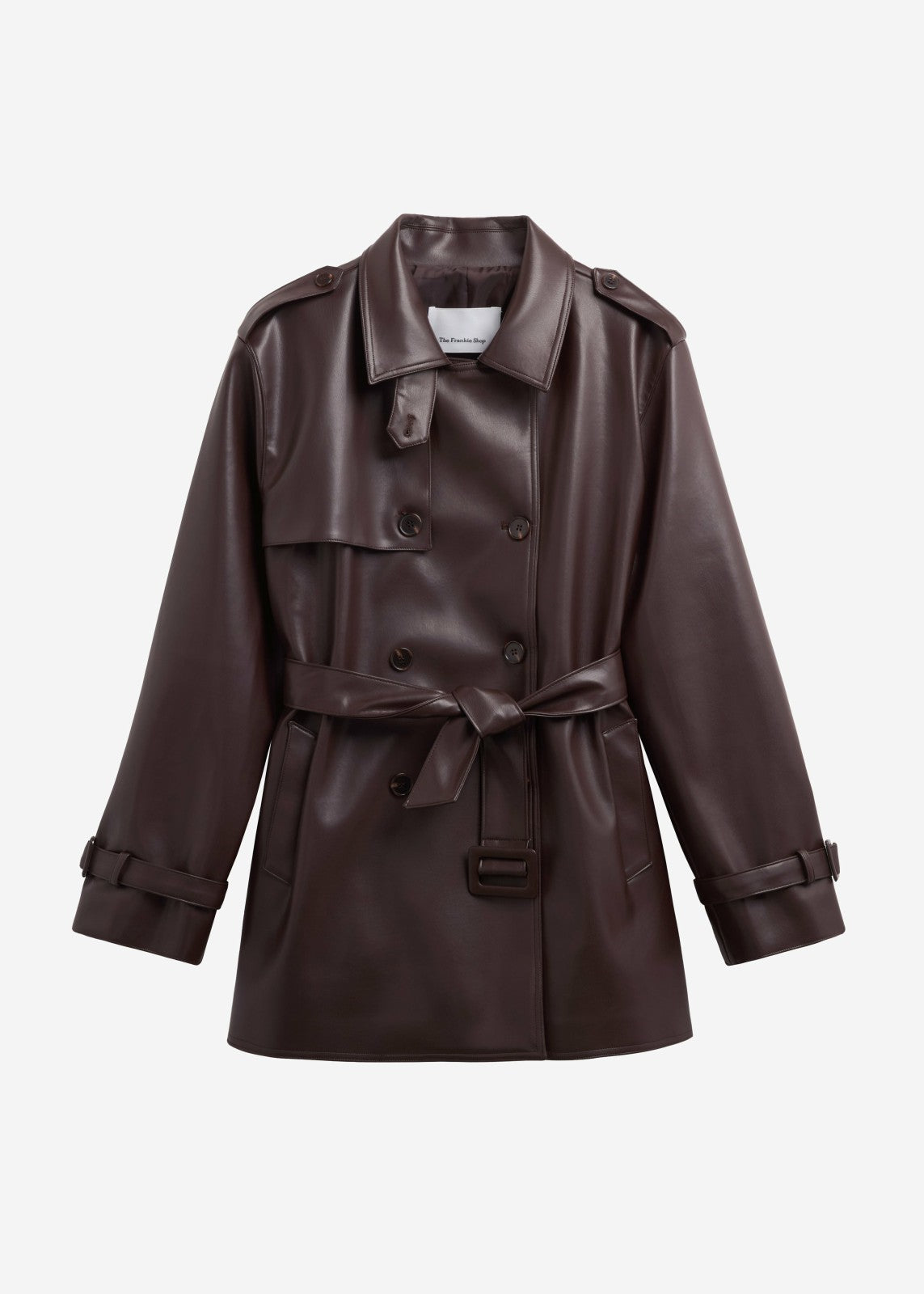 Medora Faux Leather Trench - Brown