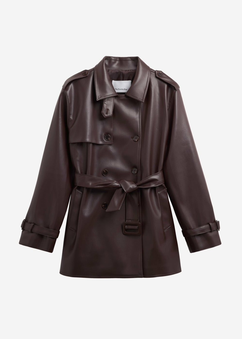 Medora Faux Leather Trench - Brown