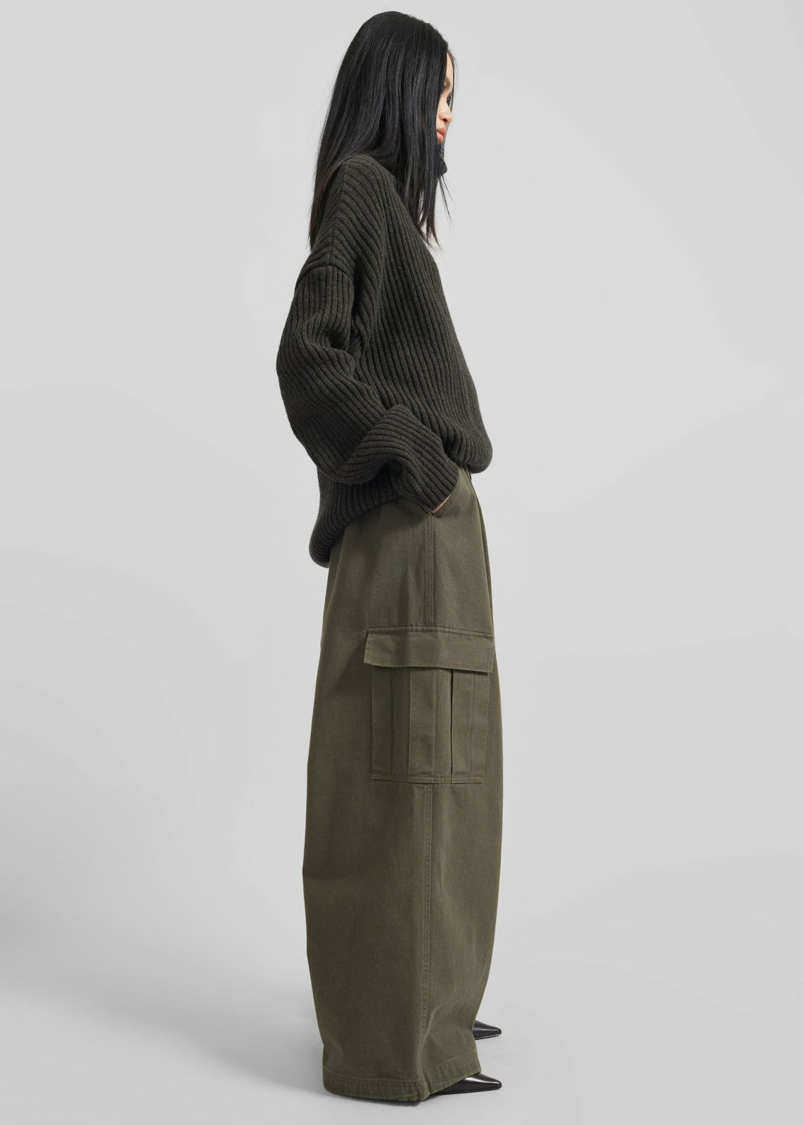 Thelma Ribbed Sweater Dress - Khaki