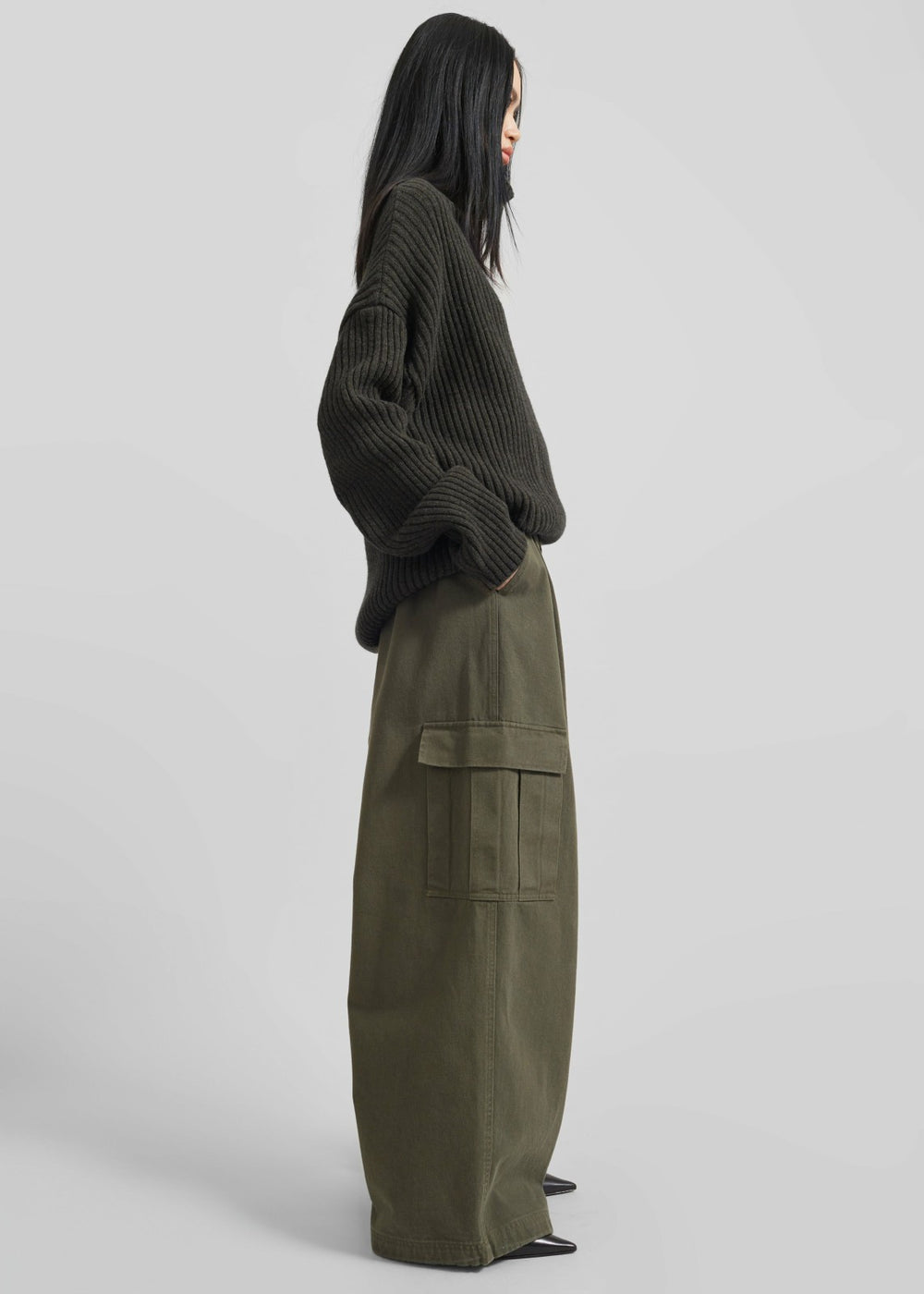 Thelma Ribbed Sweater Dress - Khaki