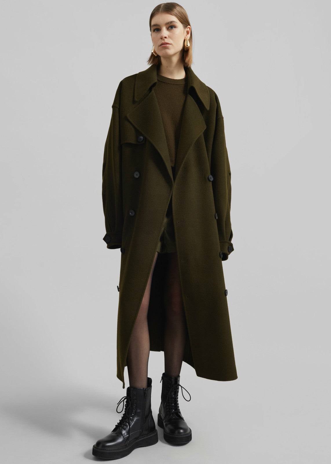 Mavis Long Coat - Khaki