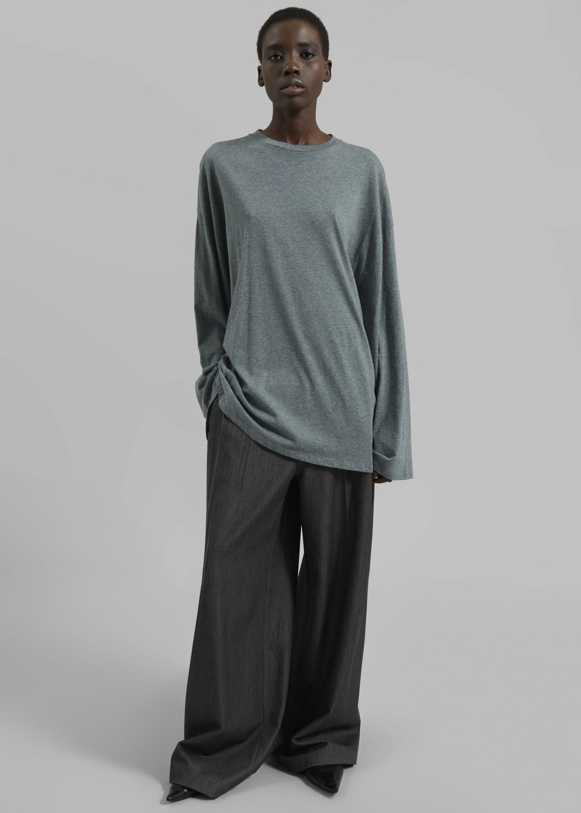 Rio Oversized Sleeve Tee - Dark Grey Melange