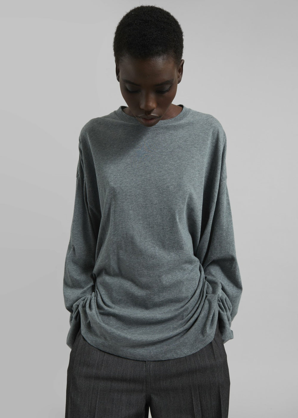 Rio Oversized Sleeve Tee - Dark Grey Melange