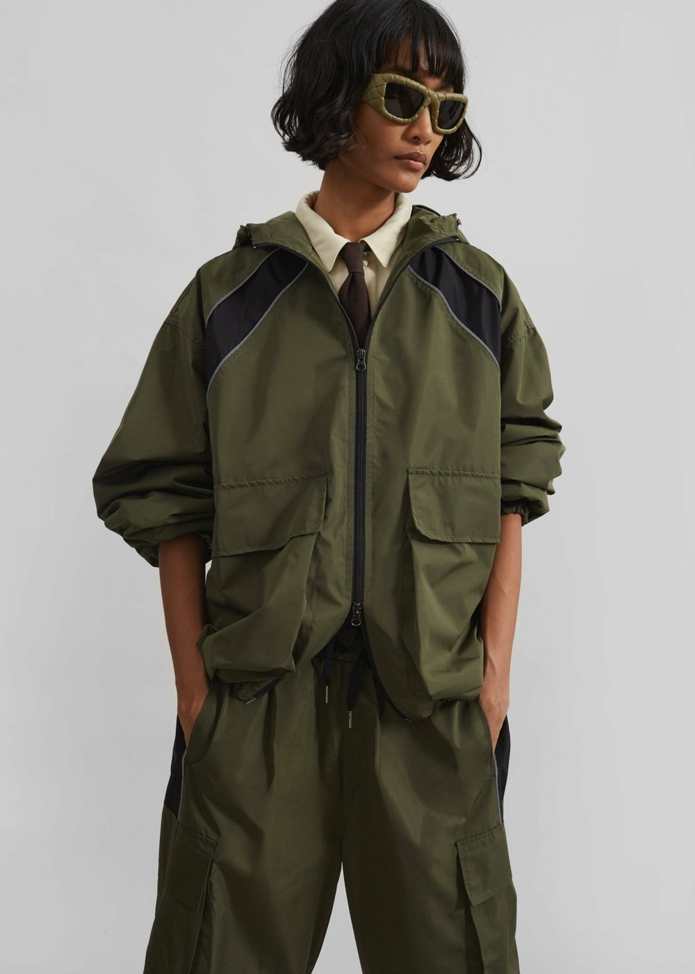 Navan Windbreaker Cargo Jacket - Khaki