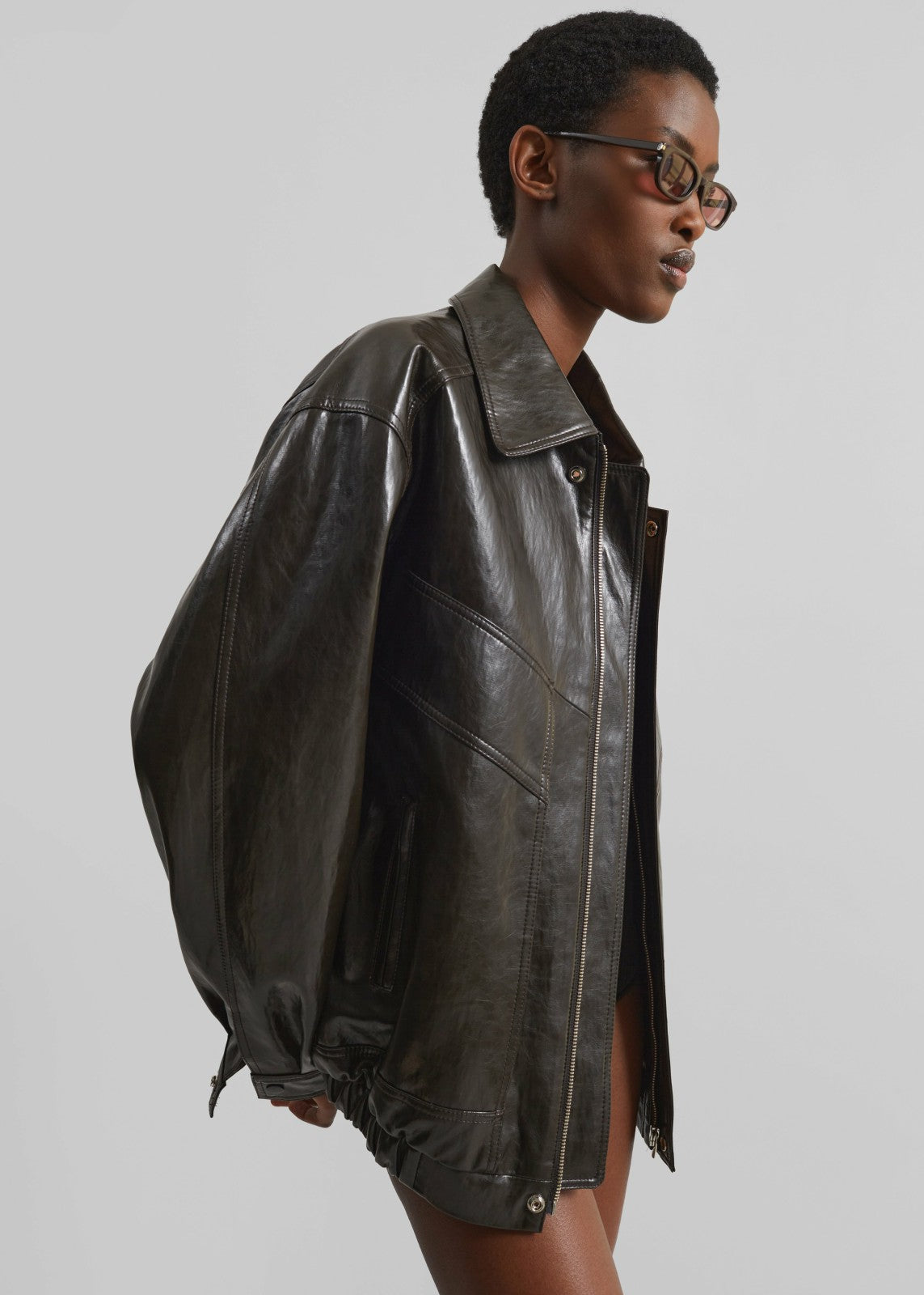 Risner Faux Leather Jacket - Dark Brown