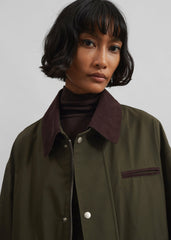Norven Contrast Collar Utility Jacket - Khaki