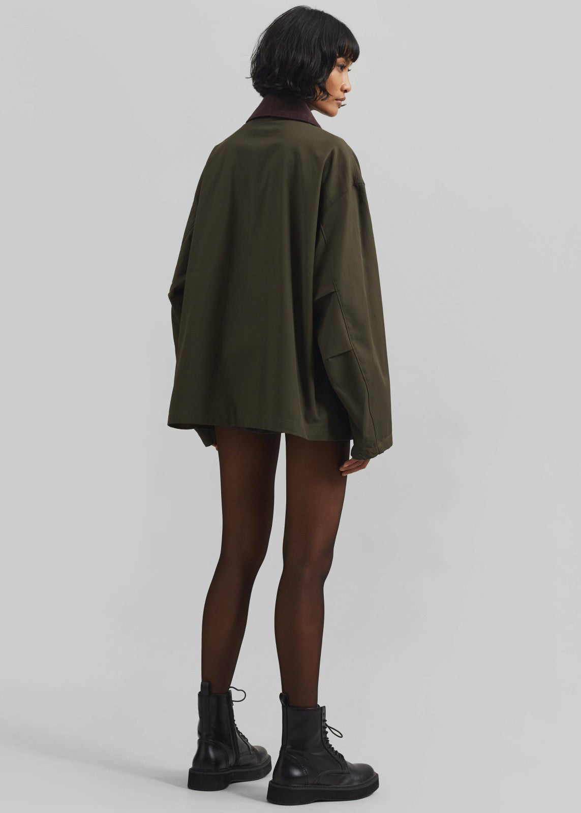 Norven Contrast Collar Utility Jacket - Khaki