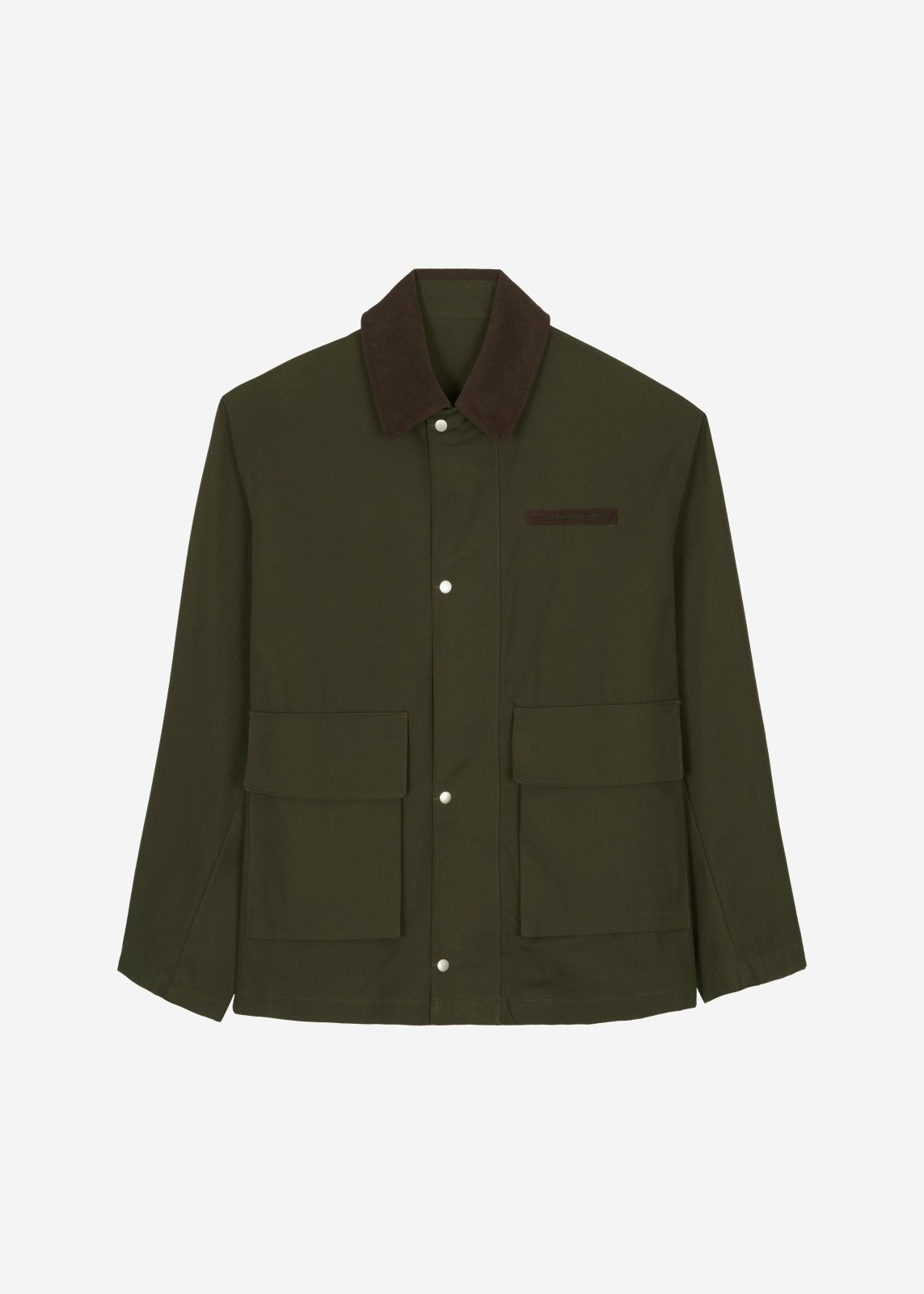 Norven Contrast Collar Utility Jacket - Khaki