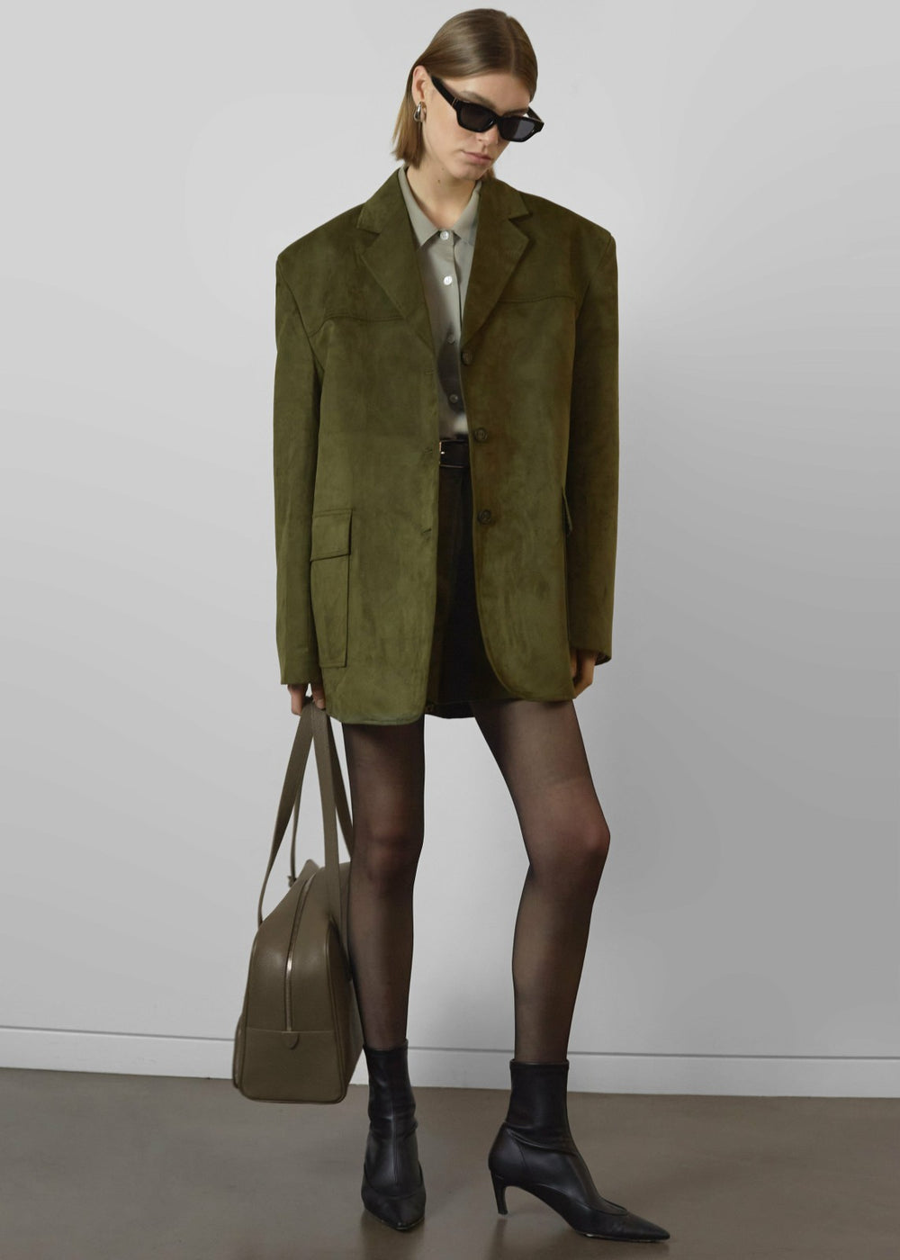 Merida Faux Suede Blazer - Khaki