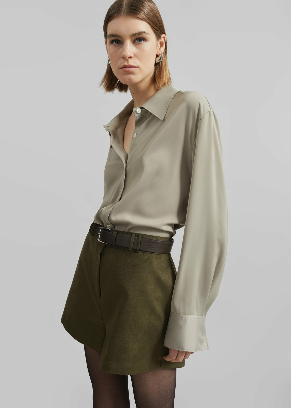 Merida Faux Suede Shorts - Khaki